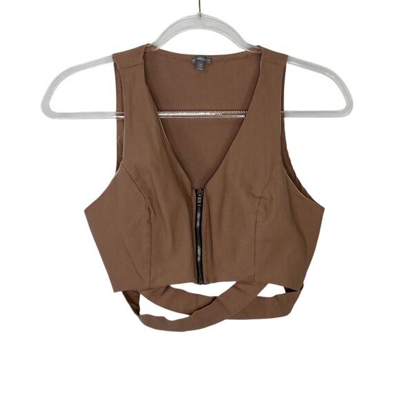 Charlotte Russe Nude Zipper Bandage Crop Top Medium - Picture 2 of 5